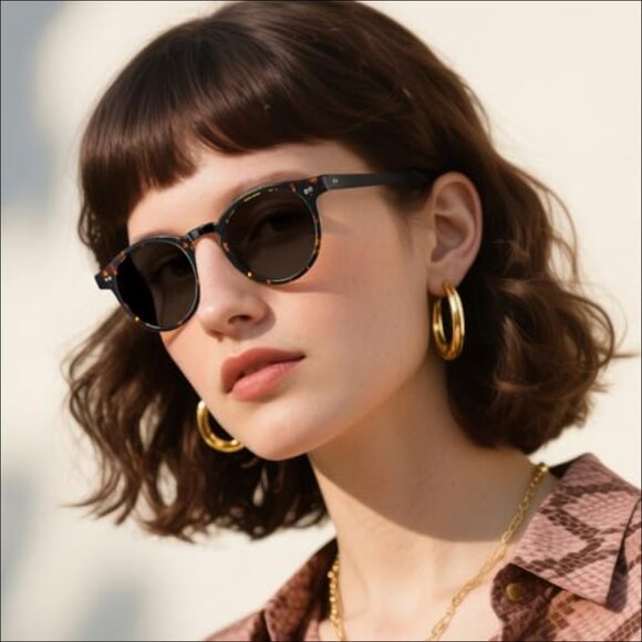 Small Face Polarized Sunglasses Round Acetate Frame UV400 Protection main image 5